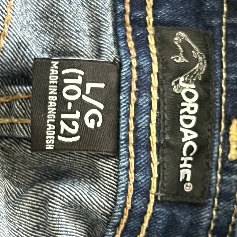 Jordache Dark Blue Kids Bib Overalls with Lace Trim Size L 10-12 - Picture 6 of 8